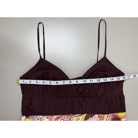 VTG 90s Y2K Intrigue Babydoll Dress Womens 10 Brown Floral Retro Geo Made In USA - Picture 8 of 15